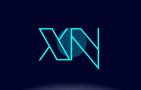 Xn x n linha azul círculo alfabeto letra logotipo ícone vecto — Vetor de Stock