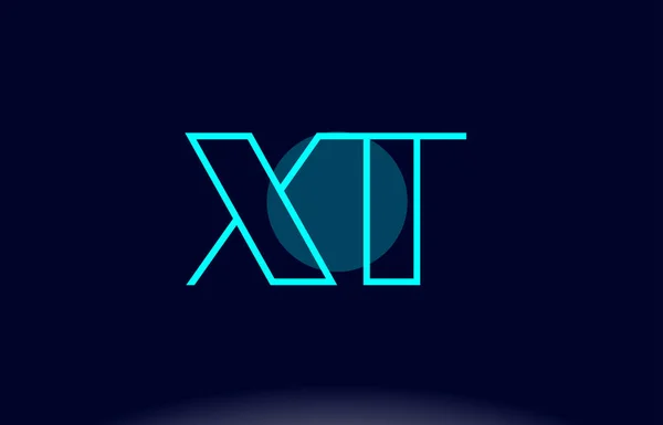 Xt x t línea azul círculo alfabeto letra logotipo icono plantilla vecto — Vector de stock