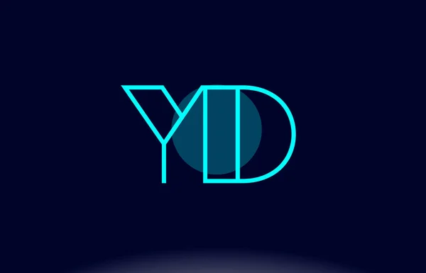 Yd y d azul línea círculo alfabeto letra logotipo icono plantilla vecto — Vector de stock