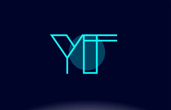 Yf y f azul línea círculo alfabeto letra logotipo icono plantilla vecto — Vector de stock