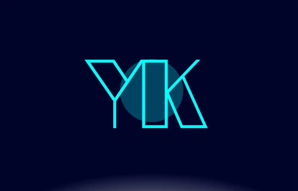 Yk y k azul línea círculo alfabeto letra logotipo icono plantilla vecto — Vector de stock