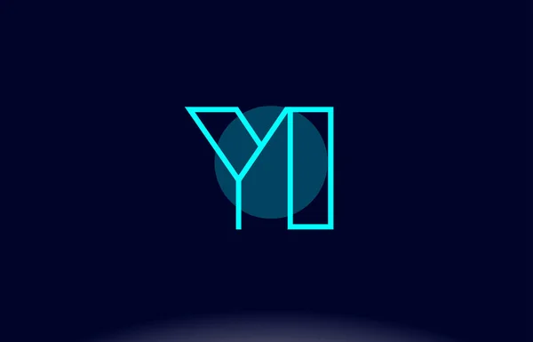 Yi y i bleu ligne cercle lettre alphabet logo icône modèle vecto — Image vectorielle