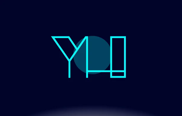YH y h kék vonal kör ábécé levél logó ikon sablon vecto — Stock Vector