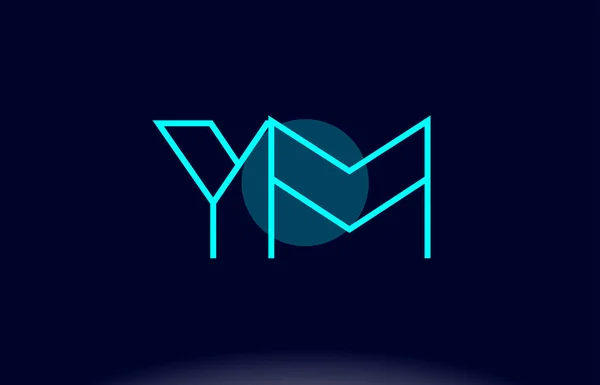 Ym y m linha azul círculo alfabeto letra logotipo ícone modelo vecto —  Vetores de Stock