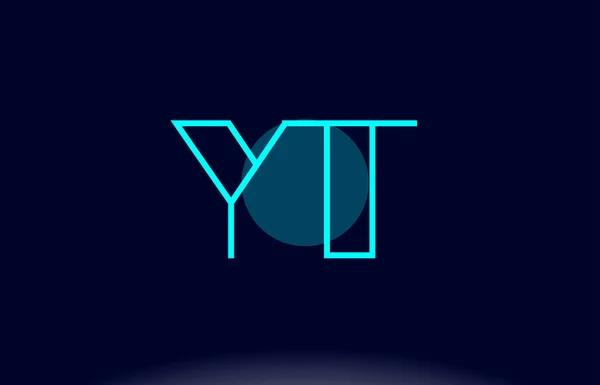 Yt y t línea azul círculo alfabeto letra logotipo icono plantilla vecto — Vector de stock