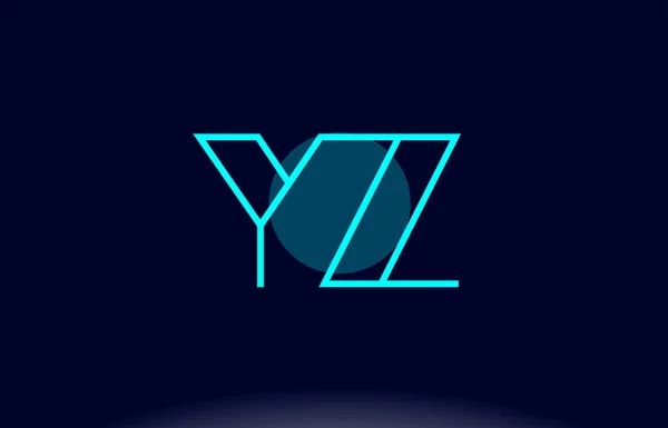Yz y z línea azul círculo alfabeto letra logotipo icono plantilla vecto — Vector de stock