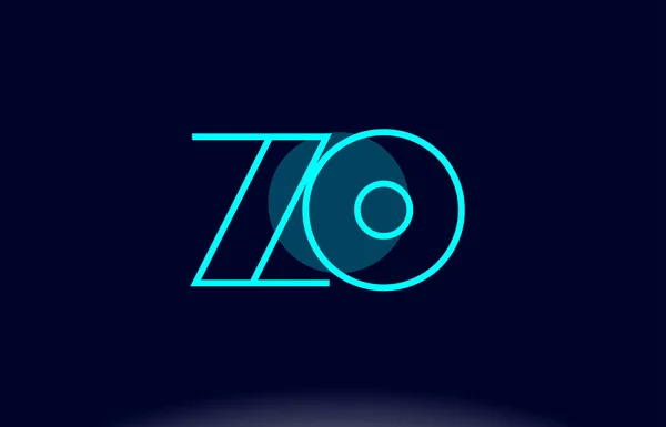 Zo z o blu linea cerchio alfabeto lettera logo icona modello vecto — Vettoriale Stock