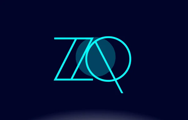 Zq z q 蓝线圆字母表字母标志图标模板 vecto — 图库矢量图片