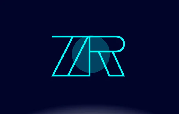 Zr z r linha azul círculo alfabeto letra logotipo ícone vecto —  Vetores de Stock