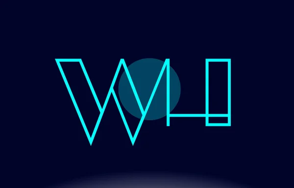 Wh h синя лінія кола алфавіт літери логотип шаблон вектор — стоковий вектор
