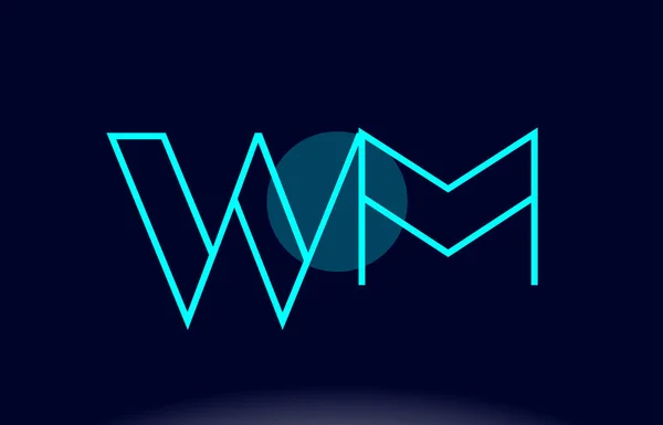 Wm w m blue line circle alphabet letter logo icon template vecto — Stock Vector