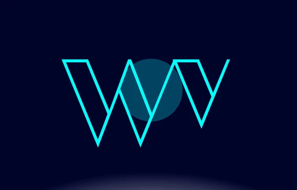 Wv w v blaue Linie Kreis Alphabet Buchstabe Logo Symbol Vorlage Vecto — Stockvektor