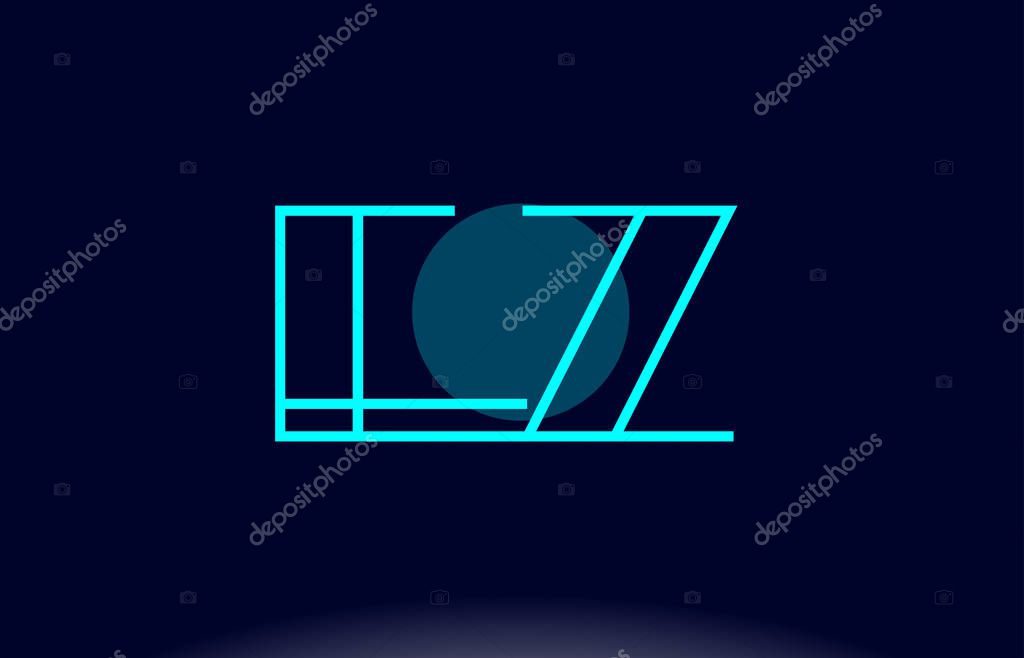 Ez e z blue line circle letter logo alphabet creative company vector icon design template