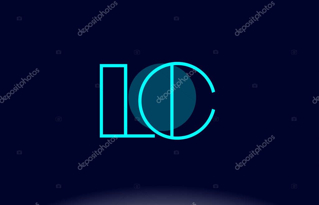 Lc l c blue line circle letter logo alphabet creative company vector icon design template
