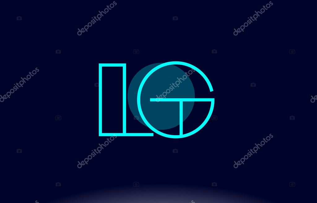 Lg l g blue line circle letter logo alphabet creative company vector icon design template