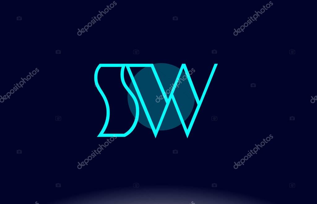 Sw s w blue line circle letter logo alphabet creative company vector icon design template
