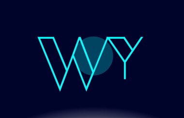 WY w y mavi çizgi daire Alfabe harf logo simge şablon vecto