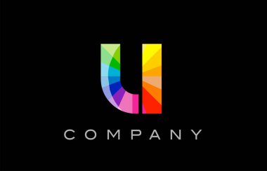 U Alfabe harf mozaik vektör tasarımı