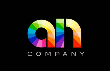 Bir A N Alfabe harf mozaik vektör tasarımı