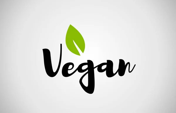 Vegano hoja verde texto escrito a mano fondo blanco — Vector de stock