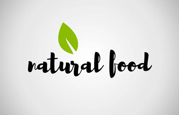 自然食品緑葉手書きテキスト白背景 — ストックベクタ