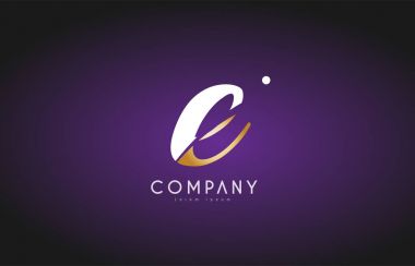 E Alfabe harf altın altın logo simge tasarım