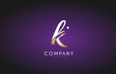 K Alfabe harf altın altın logo simge tasarım