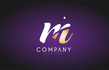 M Alfabe harf altın altın logo simge tasarım