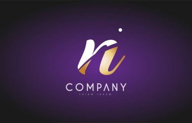 N Alfabe harf altın altın logo simge tasarım