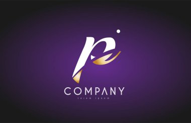 P Alfabe harf altın altın logo simge tasarım