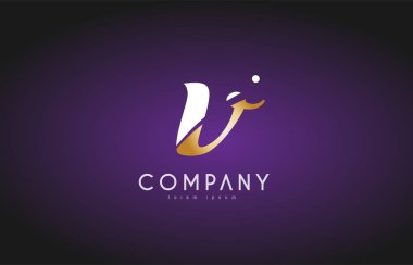 V Alfabe harf altın altın logo simge tasarım