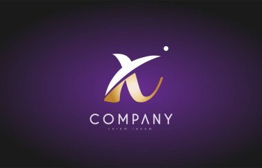 X Alfabe harf altın altın logo simge tasarım