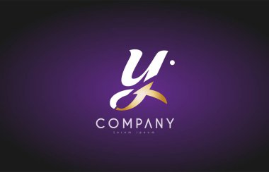 Y Alfabe harf altın altın logo simge tasarım