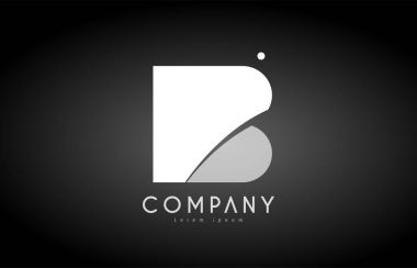 B Alfabe harf siyah beyaz logo simge tasarım