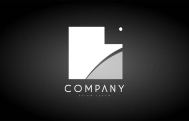 L Alfabe harf siyah beyaz logo simge tasarım