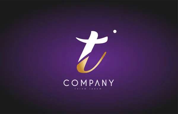 T alphabet letter gold golden logo icon design — Stock Vector
