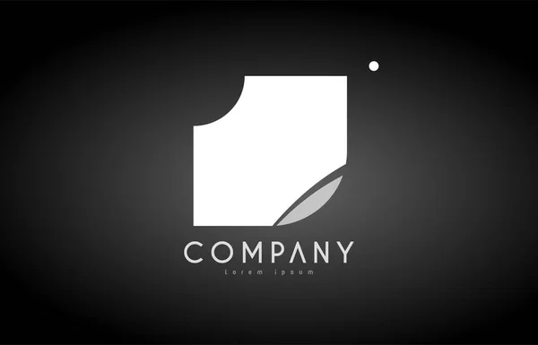 J alfabeto letra preto logotipo branco ícone design — Vetor de Stock