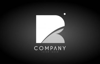 R Alfabe harf siyah beyaz logo simge tasarım