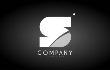 S Alfabe harf siyah beyaz logo simge tasarım