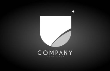 U Alfabe harf siyah beyaz logo simge tasarım
