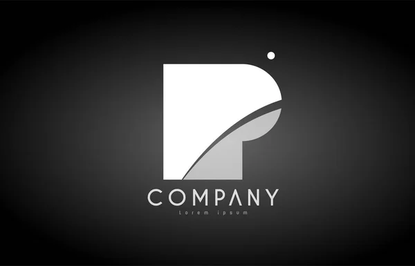 P alfabeto letra preto logotipo branco ícone design — Vetor de Stock