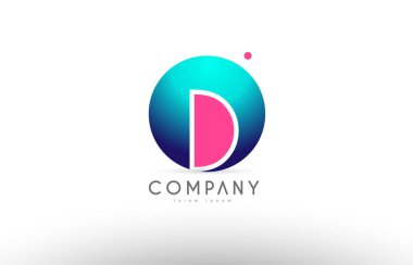D alfabe 3d küre mavi mektup pembe logo simge tasarım