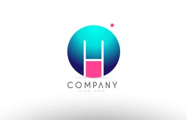 H alfabe 3d küre mavi mektup pembe logo simge tasarım