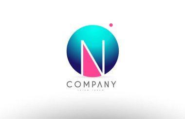 N alfabe 3d küre mavi mektup pembe logo simge tasarım
