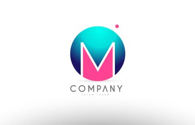 M alfabe 3d küre mavi mektup pembe logo simge tasarım