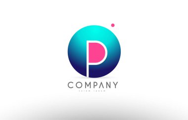 P alfabe 3d küre mavi mektup pembe logo simge tasarım