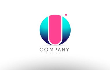 U alfabe 3d küre mavi mektup pembe logo simge tasarım