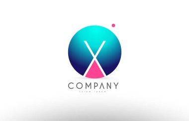 X alfabe 3d küre mektup mavi pembe logo simge tasarım