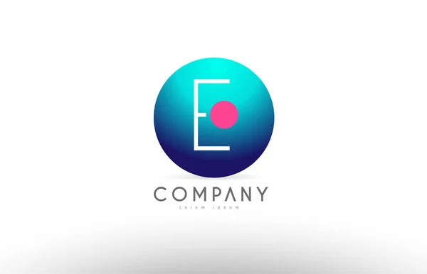 E alfabeto 3d esfera letra azul rosa logotipo ícone design —  Vetores de Stock