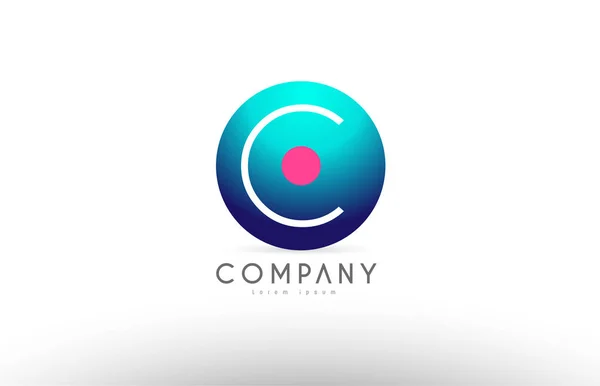 C 3d σφαίρα γράμμα αλφαβήτου μπλε εικονίδιο σχεδιασμός ροζ λογότυπο — Διανυσματικό Αρχείο